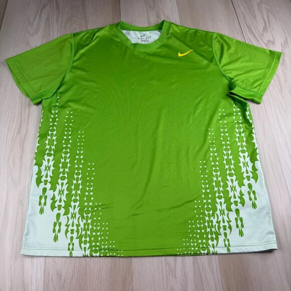 Nike Dri Fit Mens Black Green Short Sleeve Running T-Shirt Size XXL Lot Of 2 - Picture 1 of 16